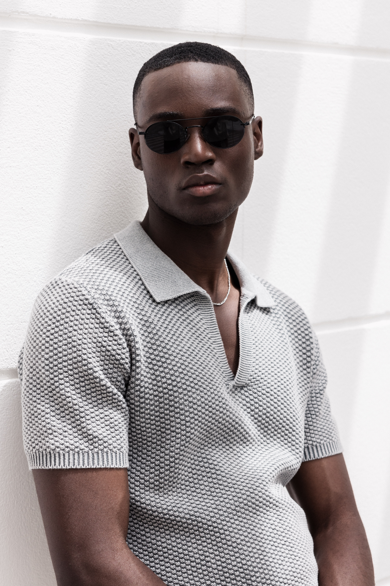 CAPO Acid Wash Cuban Grey Polo Shirt